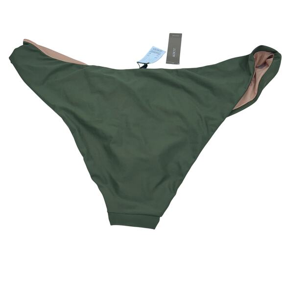 New J. Crew Green Curved Waist Cheeky Bikini Swim Bathing Suit Bottom Size 2X - Picture 6 of 9